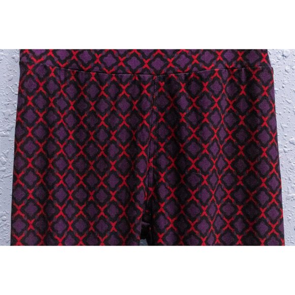 NWOT LuLaRoe Purple and Red Trellis Leggings One Size (OS) - Picture 3 of 4